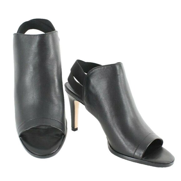 Sesto Meucci Sz 8.5M Black Leather Open Toe 3.5" Heel - Picture 1 of 10